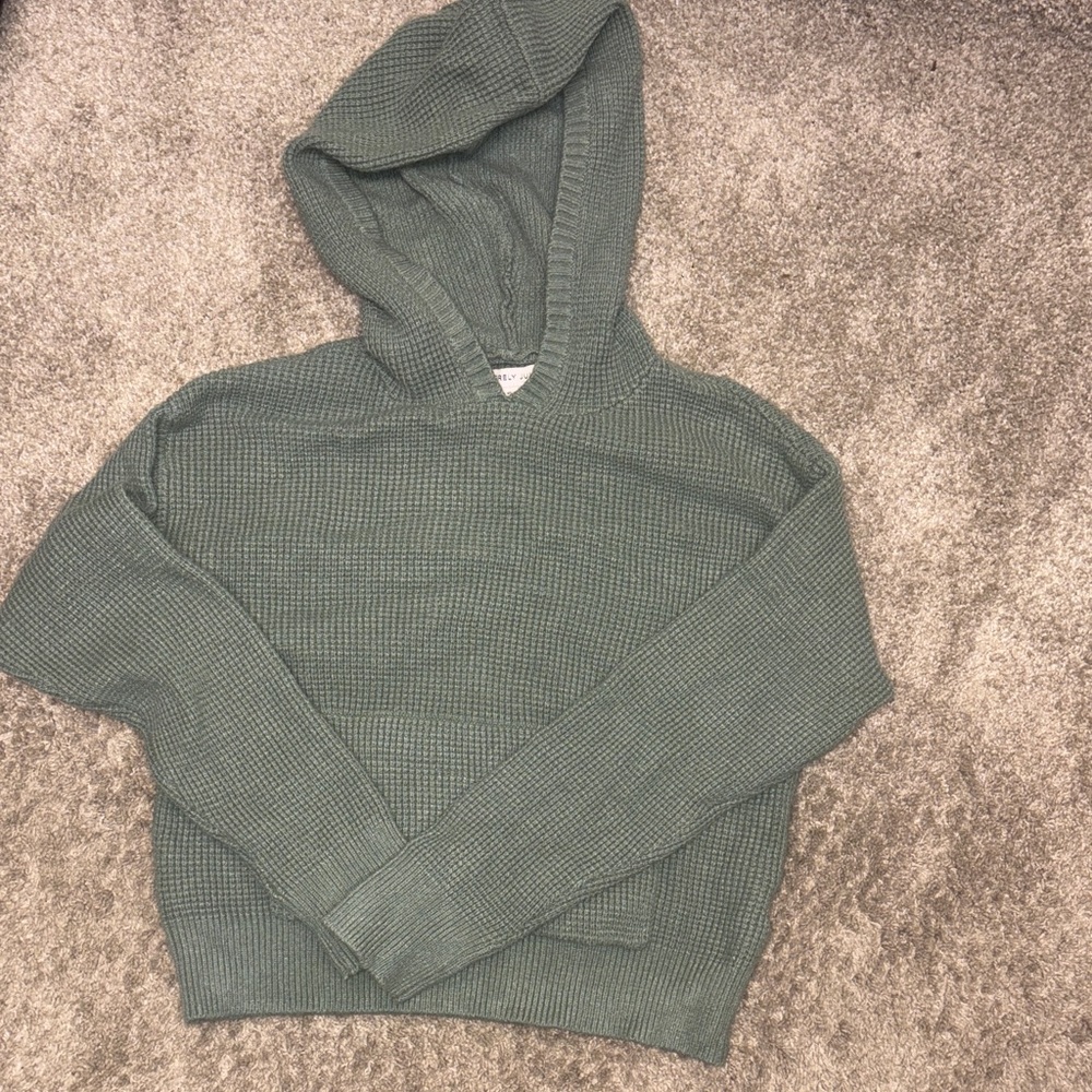 Sincerely Jules Olive Green Waffle Knit Hoodie